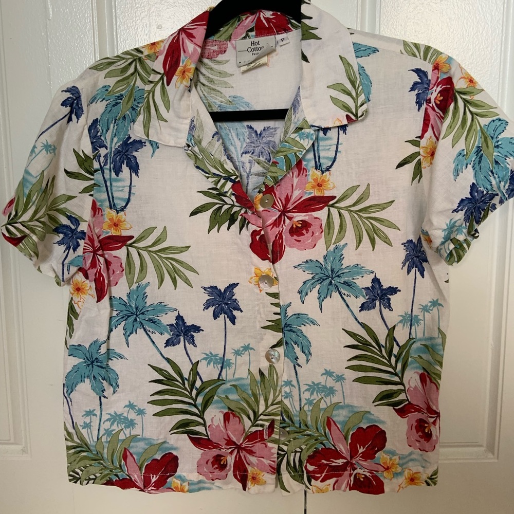 Vintage printed linen Hawaiian Shirt